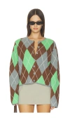 Aligne Aggie Merino Argyle Cardigan In Multi