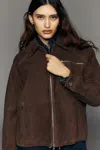 Aligne Alex Suede Bomber Jacket In Brown