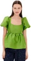 Aligne Allanah Puff Sleeve Top Green In Green