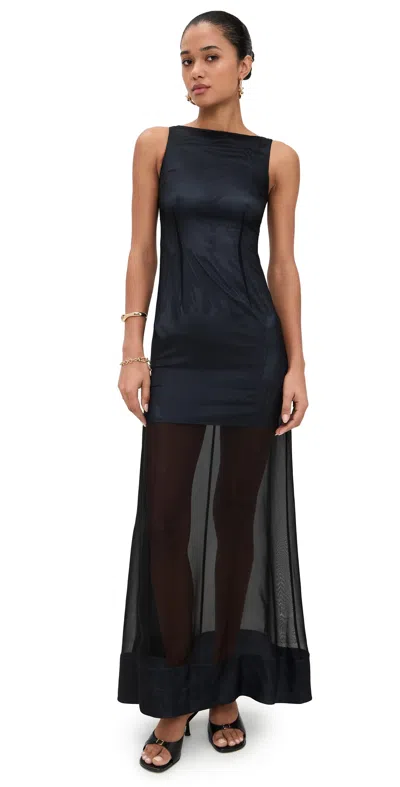 Aligne Amalie Sheer Maxi Dress Black