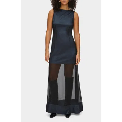 Aligne Amalie Sheer Silk Blend Maxi Dress In Blue