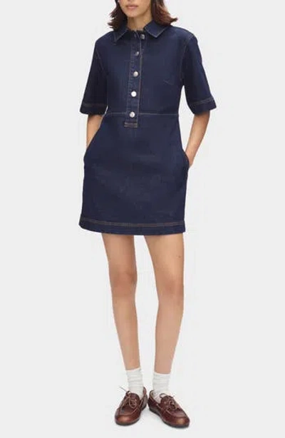 Aligne Amber Denim Mini Shirtdress In Purple