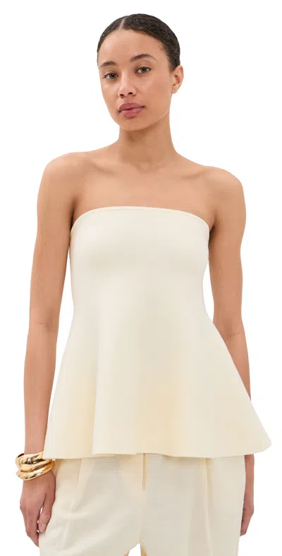 Aligne Amy Knitted Bandeau Peplem Top Ivory In Neutral