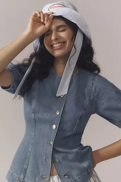 Aligne Anais Denim Waisted Shirt Top In Blue