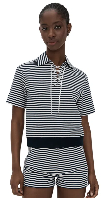 Aligne Arlo Stripe Top Navy & White In Multi