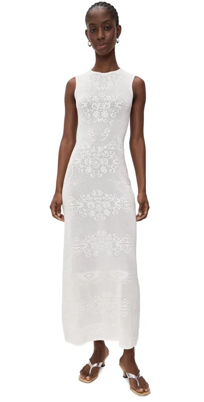 Aligne Ashley Crochet Knit Dress Ivory In White