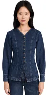 Aligne Audrey Long-sleeve Denim Shirt Top In Mid Blue