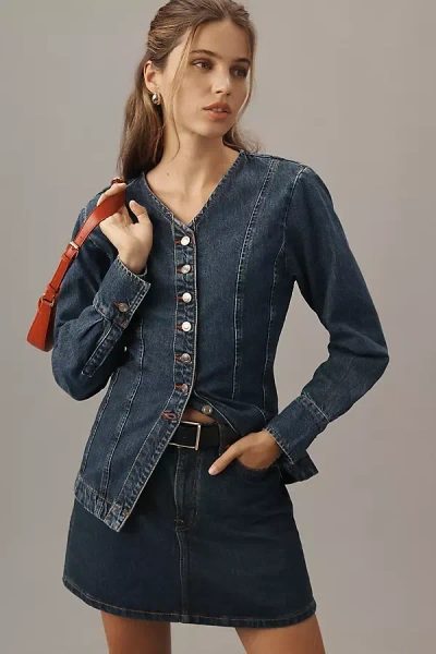 Aligne Audrey Long-sleeve Denim Shirt Top In Blue