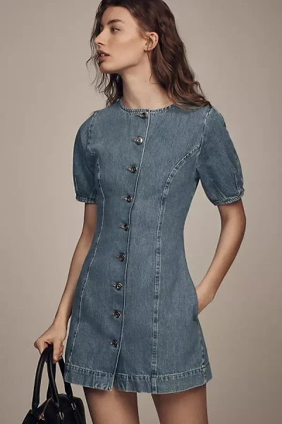 Aligne Aurelie Waisted Denim Mini Dress In Blue