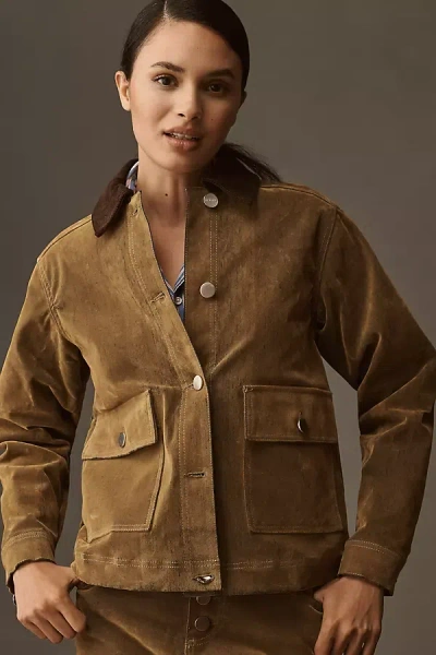 Aligne Bark Denim Flock Jacket In Brown