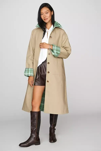 Aligne Barnaby 100% Cotton Reversible Trench Coat Jacket In Grey