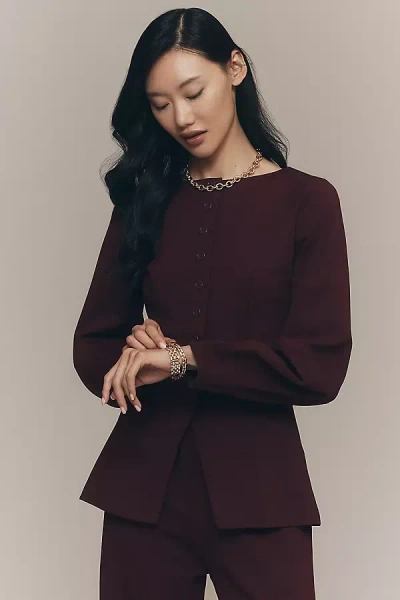 Aligne Bonnie Ponte Blazer Top In Brown