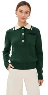 Aligne Brett Collared Sweater Green In Green