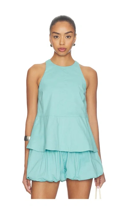 Aligne Carlos Stretch Cotton Peplum Top In Blue