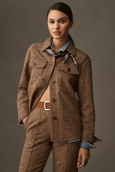 Aligne Charlie Wool Blend Shacket Jacket In Brown
