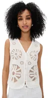 Aligne Chloe Broderie Vest White In White