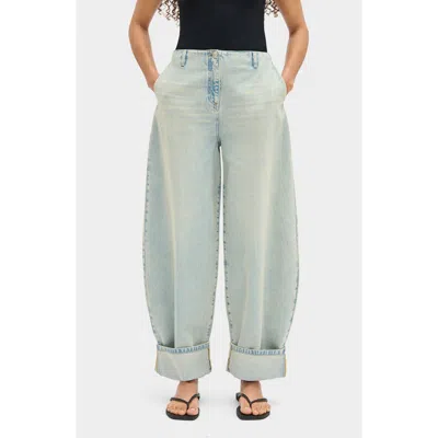 Aligne Christina Cuffed Barrel Leg Jeans In Blue