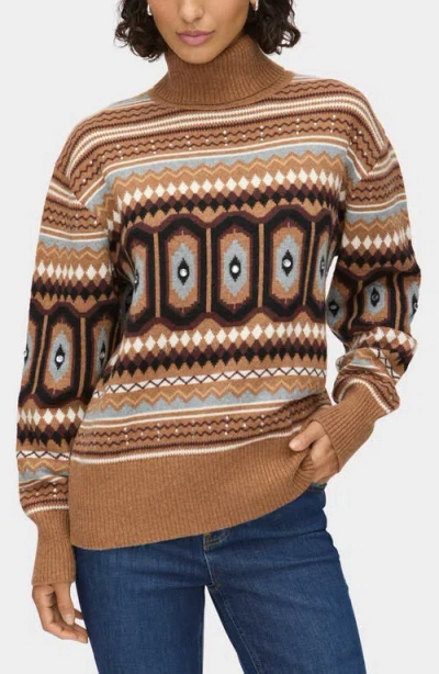 ALIGNE ALIGNE CHRISTINE EMBELLISHED FAIR ISLE COTTON & WOOL BLEND TURTLENECK SWEATER