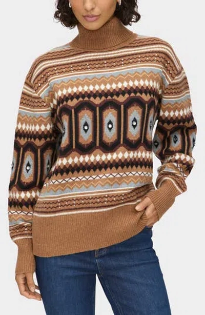 ALIGNE ALIGNE CHRISTINE EMBELLISHED FAIR ISLE COTTON & WOOL BLEND TURTLENECK SWEATER