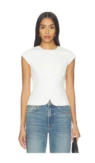 Aligne Connie Linen Mix Button Up Top In White