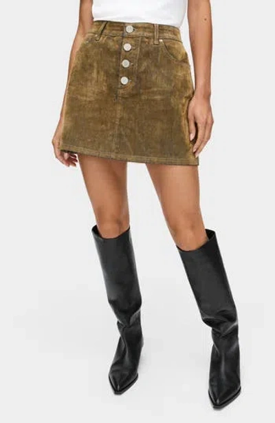 Aligne Corrie Flock Velvet Denim A-line Skirt In Yellow