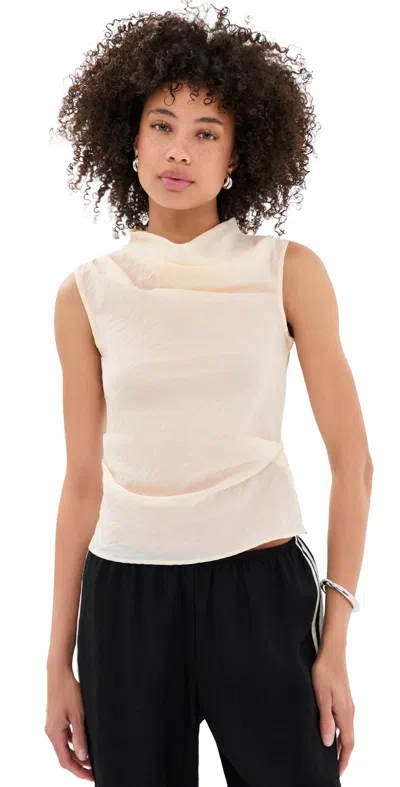 Aligne Dana Draped Funnel Neck Top In Neutral