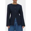 Aligne Daphne Collarless Jacket In Blue