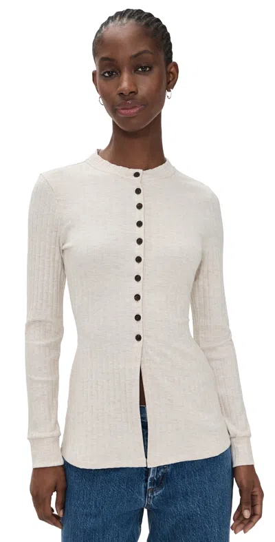 Aligne Daphne Ribbed Jersey Top Oatmeal Marl In Neutral