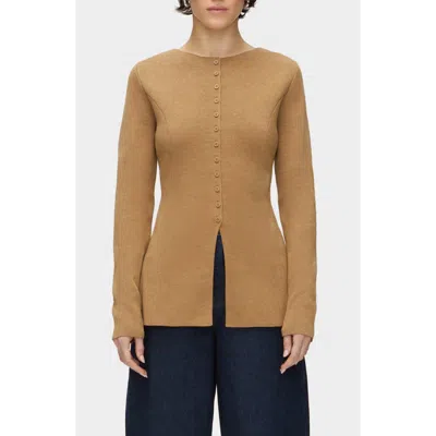 ALIGNE ALIGNE DAPHNE SPLIT HEM ORGANIC COTTON & WOOL BLEND CARDIGAN