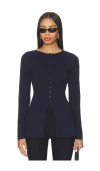 Aligne Daphne Waisted Knit Cardigan In Blue