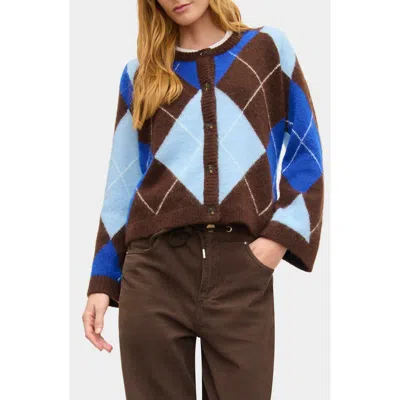 Aligne Deana Argyle Cardigan In Brown Blue