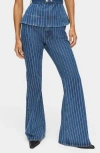 Aligne Diamante Flare Jeans In Blue