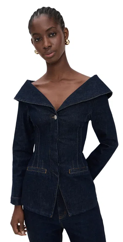 Aligne Elle Denim Jacket Indigo In Purple