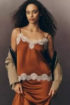 Aligne Eme Lace-trim Satin Cami In Brown