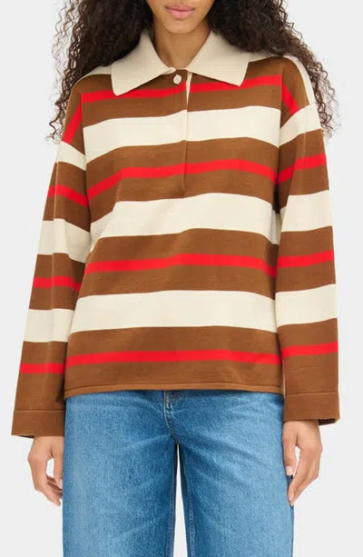 Aligne Ester Striped Polo Sweater In Multi