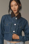 Aligne Ethan Crop Denim Jacket In Blue