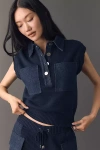 Aligne Everyest Button-front Knit Top In Blue