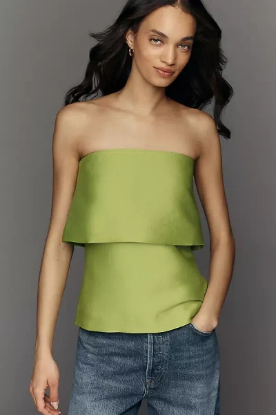 Aligne Felix Satin Strapless Top In Green