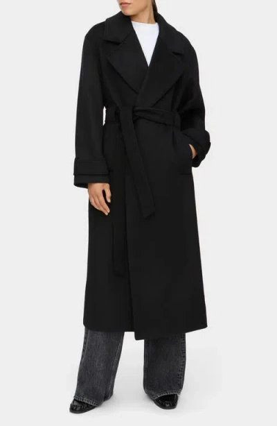 Aligne Feorge Wool Blend Wrap Coat In Black
