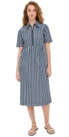 Aligne Gabriella Short-sleeve Denim Midi Dress In Blue Stripe