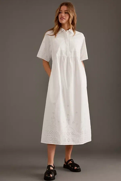 Aligne Gabriella Short-sleeve Broderie Shirt Dress In White