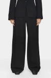 Aligne Genevieve Wool Blend Wide Leg Pants In Black