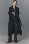 Aligne George Wool Blend Wrap Coat Jacket In Black