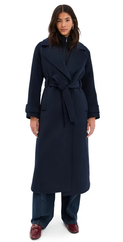 Aligne George Wrap Coat Navy In Animal Print