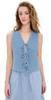 Aligne Isla Tie-front Knitted Vest In Blue