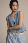 Aligne Isla Tie-front Knitted Vest In Blue