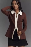 Aligne Isobel Colorblock Zip-front Sweater In Brown
