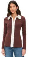 Aligne Isobel Colorblock Zip-front Sweater In Chocolate