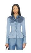Aligne Janis Satin Shirt In Blue