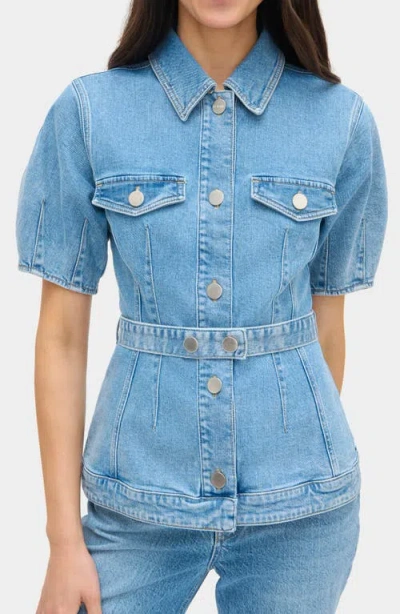 Aligne Jette Stretch Organic Cotton Denim Shirt In Blue